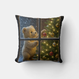 Weihnachts-Teddybär schmückt einen Baum Kissen