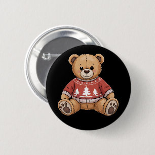Weihnachts-Teddybär Süßes Xmas-Geschenk Button