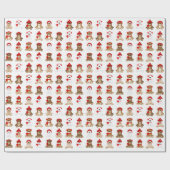 Weihnachts-Teddybären mit Winterhasen Geschenkpapier (Flach)