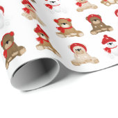 Weihnachts-Teddybären mit Winterhasen Geschenkpapier (Rolleneckpunkt)