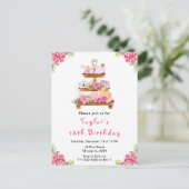 Weihnachts-Tee Geburtstagsparty Pink Postkarte (Stehend Vorderseite)