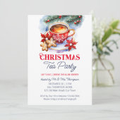 Weihnachts-Tee-Party Einladung (Stehend Vorderseite)