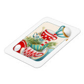 Weihnachts-Tee-Party Rote Grüne Teetassen Magnet (Linke Seite)