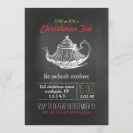 Weihnachts Tee Party Vintag Chalkboard Teapot Rot Einladung