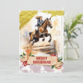 Weihnachts-Teen-Girl reiten über Jump Einladung (Stehend Vorderseite)