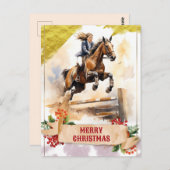 Weihnachts-Teen-Girl reiten über Jump Postkarte (Vorne/Hinten)