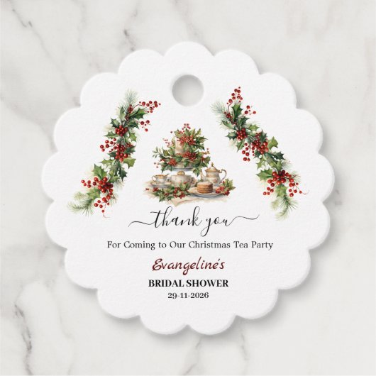 Weihnachts-Teeparty zur Brautparty Geschenkanhänger (Vorderseite)