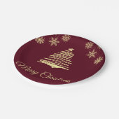 Weihnachts-Teller aus Gold und Burgund Pappteller (Schrägansicht)