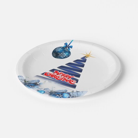 Weihnachts-Teller, frohe Weihnachten Pappteller (Schrägansicht)