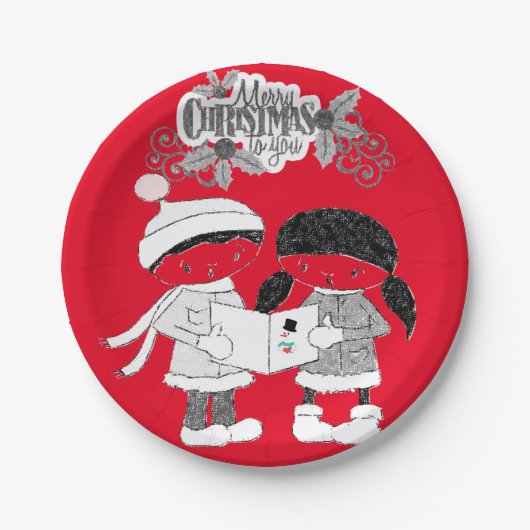 Weihnachts-Teller, frohe Weihnachten Pappteller (Vorderseite)