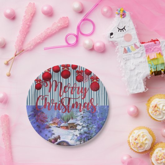 Weihnachts-Teller, frohe Weihnachten Pappteller (Party)