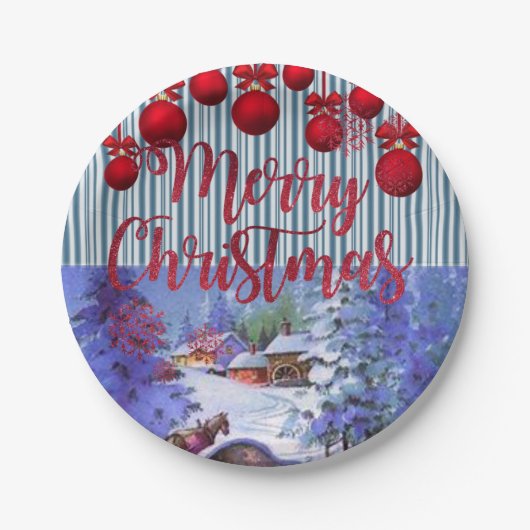 Weihnachts-Teller, frohe Weihnachten Pappteller (Vorderseite)