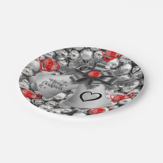 Weihnachts-Teller, frohe Weihnachten Pappteller (Schrägansicht)