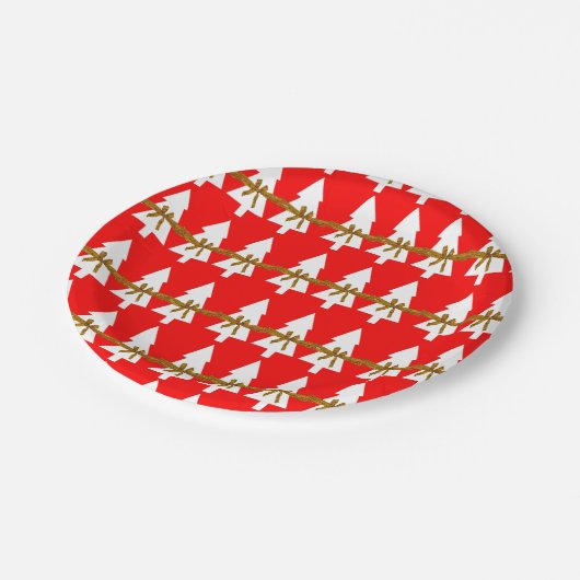 Weihnachts-Teller, frohe Weihnachts-Rot-Weiß Pappteller (Schrägansicht)