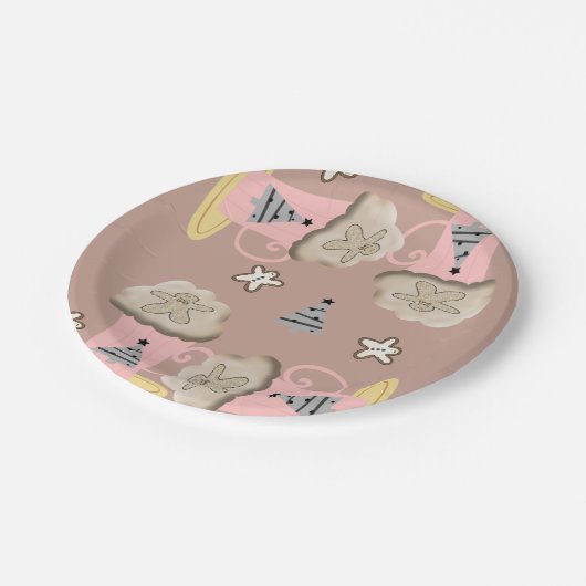 Weihnachts-Teller, Frohe Weihnachtskaffee Pappteller (Schrägansicht)