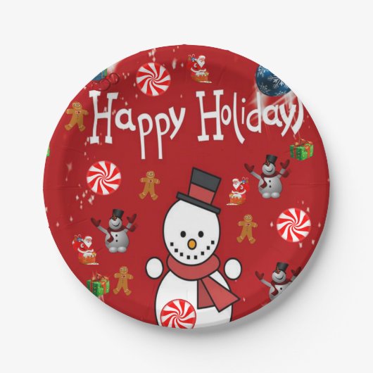 Weihnachts-Teller, glückliche Ferien Pappteller (Vorderseite)