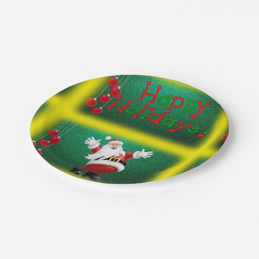 Weihnachts-Teller, Happy Holidays Santa Pappteller (Schrägansicht)