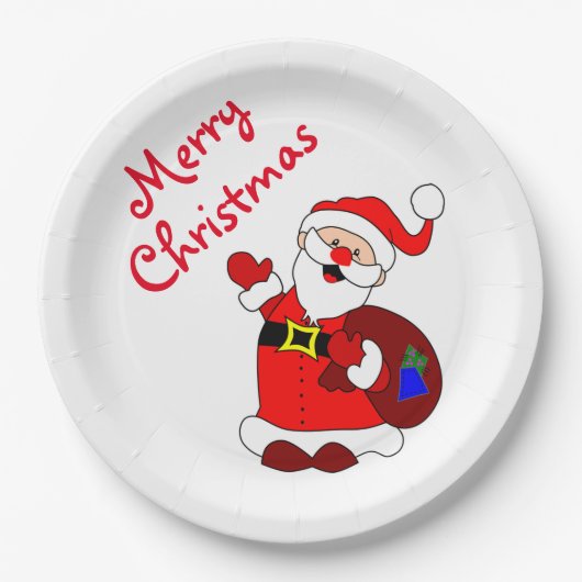 Weihnachts-Teller/Weihnachtsmann Pappteller (Vorderseite)