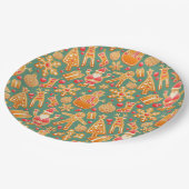 Weihnachts-Teller/Weihnachtsmann und Freunde Pappteller (Schrägansicht)