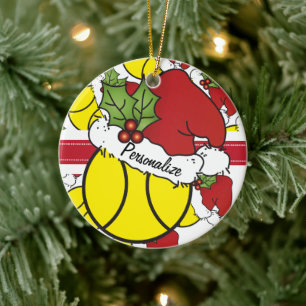 Weihnachts-Tennis-Ball   Personalisieren Keramikornament