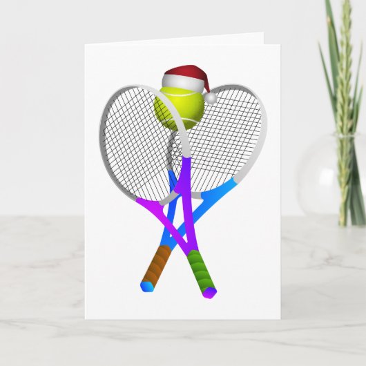 Weihnachts-Tennis-Ball und Rackets Feiertagskarte (Vorderseite)