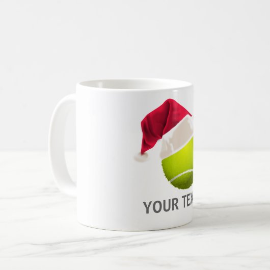 Weihnachts-Tennis-Ball-Weihnachtsmannmütze Kaffeetasse (Vorderseite Links)