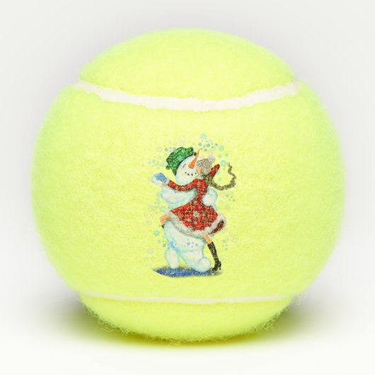 Weihnachts-Tennis-Balls - Geschenk Snowman und Gir Tennisbälle (Rückseite)