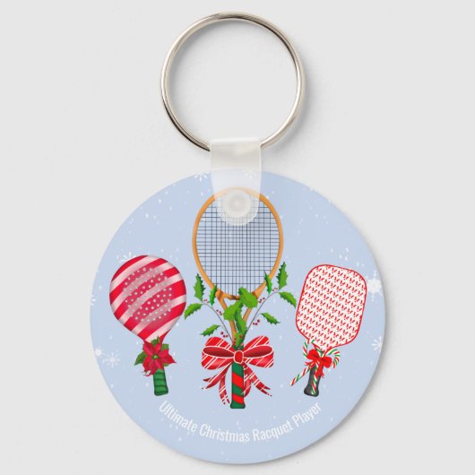 Weihnachts-Tennis, Paddleball, Pickleball-Spieler Schlüsselanhänger (Vorderseite)