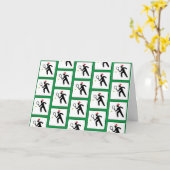 Weihnachts-Tennis-Spieler Grünes Muster Karte (Gelbe Blume)