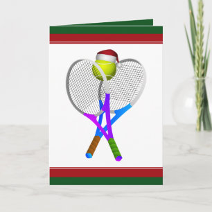 Weihnachts-Tennisball und Schläger Feiertagskarte