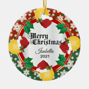Weihnachts-Tennisdesign DIY Name Keramik Ornament