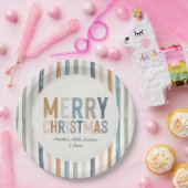 Weihnachts-Terrakotta-blaue Typografie modern Pappteller (Party)