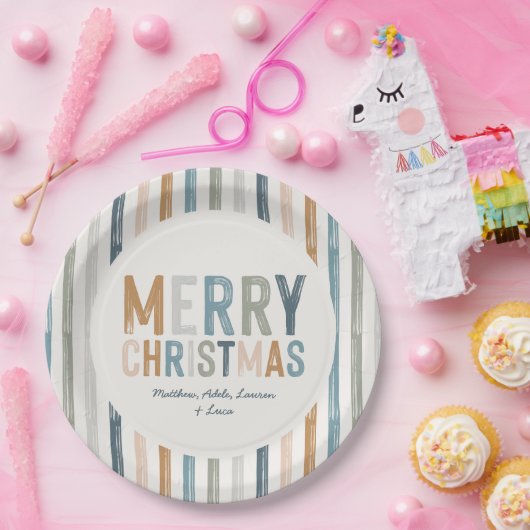 Weihnachts-Terrakotta-blaue Typografie modern Pappteller (Party)