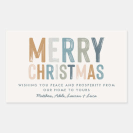 Weihnachts-Terrakotta-blaue Typografie modern Rechteckiger Aufkleber