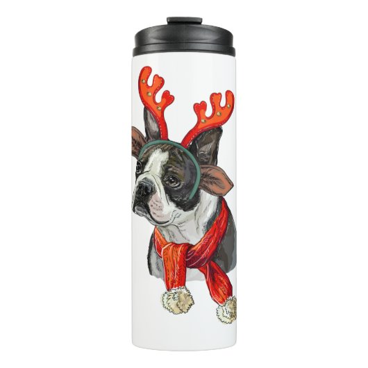 Weihnachts-Terrier-Hund Thermosbecher (Vorderseite)