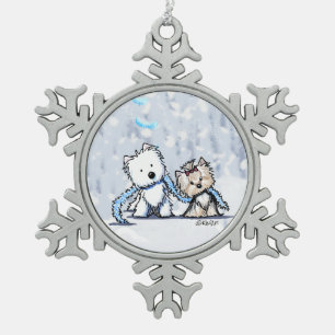 Weihnachts-Terriers Westie & Yorkie-Ornament Schneeflocken Zinn-Ornament