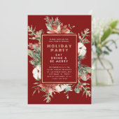 Weihnachts-Thema Blumenrahmen Feiertag Party Einladung (Stehend Vorderseite)