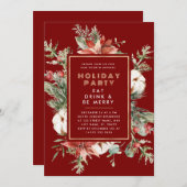 Weihnachts-Thema Blumenrahmen Feiertag Party Einladung (Vorne/Hinten)