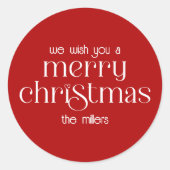 Weihnachts-Thema Design Red Retro Typografie Runder Aufkleber (Vorderseite)