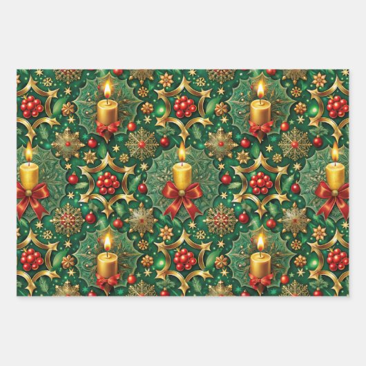 Weihnachts-Thema Festivals farbenfrohe Muster Geschenkpapier Set (Vorderseite 2)