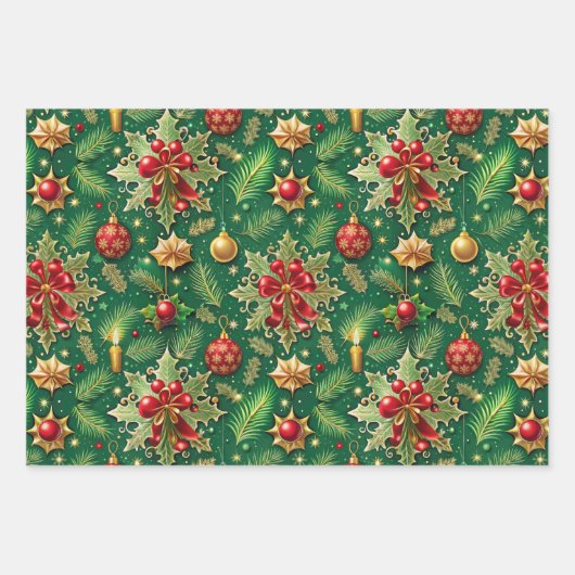 Weihnachts-Thema Festivals farbenfrohe Muster Geschenkpapier Set (Vorderseite)