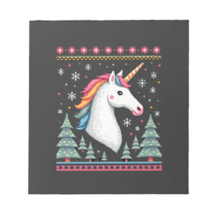 Weihnachts Thema Gestrickte Einhorn Einhörner T-Sh Notizblock