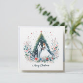 Weihnachts-Thema Hochzeitskarte Ein Winterwunderla Einladung (Stehend Vorderseite)