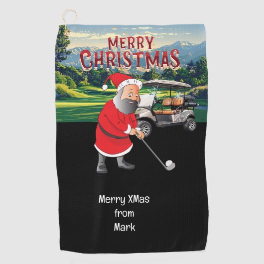 Weihnachts-Thema im Golf mit dem Weihnachtsmann Golfhandtuch (Vorderseite)