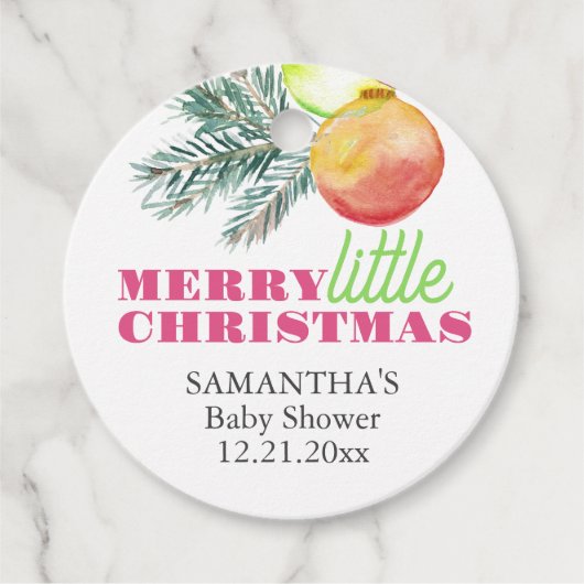 Weihnachts-Thema Kinderdusche Pink & Green Geschen Geschenkanhänger (Vorderseite)
