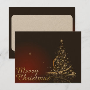 Weihnachts-Thema mit goldenem Weihnachtsbaum Einladung