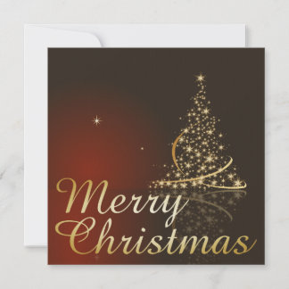 Weihnachts-Thema mit goldenem Weihnachtsbaum Einladung