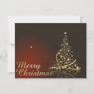 Weihnachts-Thema mit goldenem Weihnachtsbaum Einladung