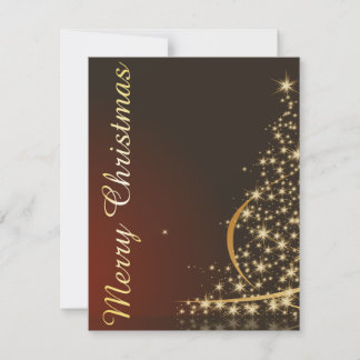 Weihnachts-Thema mit goldenem Weihnachtsbaum Einladung