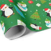 Weihnachts-Thema Muster Niedlich Kid's Green Gesch Geschenkpapier (Rolleneckpunkt)